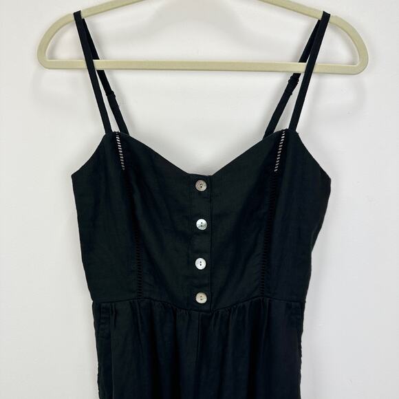 Madewell Sleeveless Wide Leg Jumpsuit 100% Linen Black Pockets Flowy US 2 NWT - Picture 12 of 16